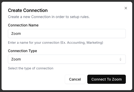 Create a Zoom connection